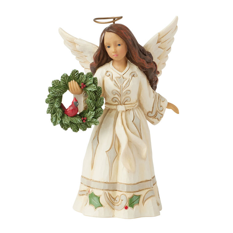 hallmark Jim Shore Woodland Angel With Wreath and Cardinal Figurine 5.31"