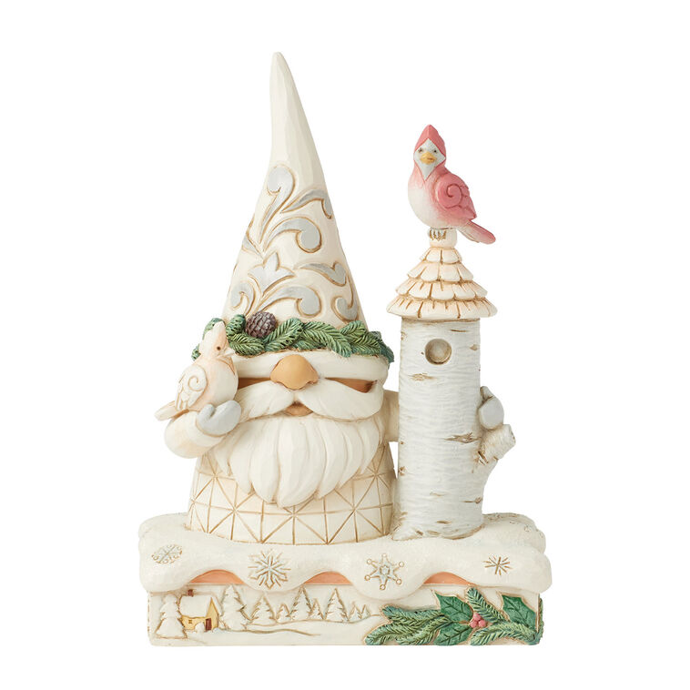 hallmark Jim Shore Woodland Gnome With Birdhouse and Birds Figurine 6.22"