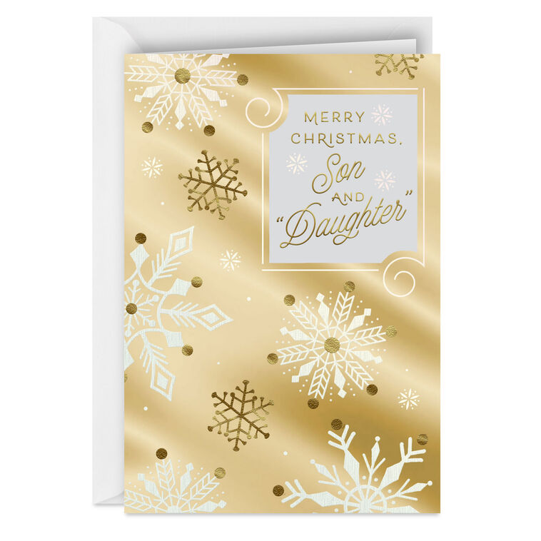 hallmark Joy Peace and Love Christmas Card for Son and Daughter-in-Law