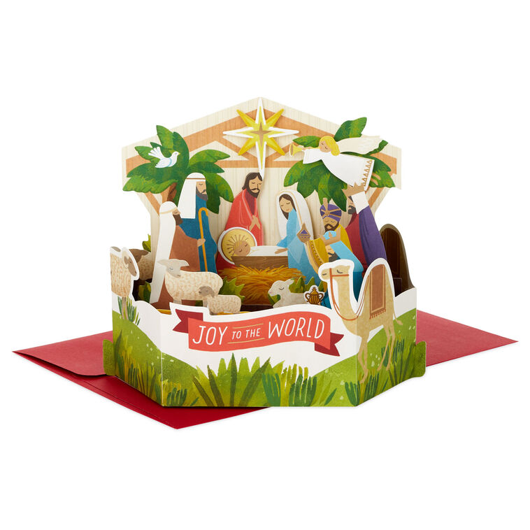 hallmark Joy to the World Nativity Scene 3D Pop-Up Christmas Card