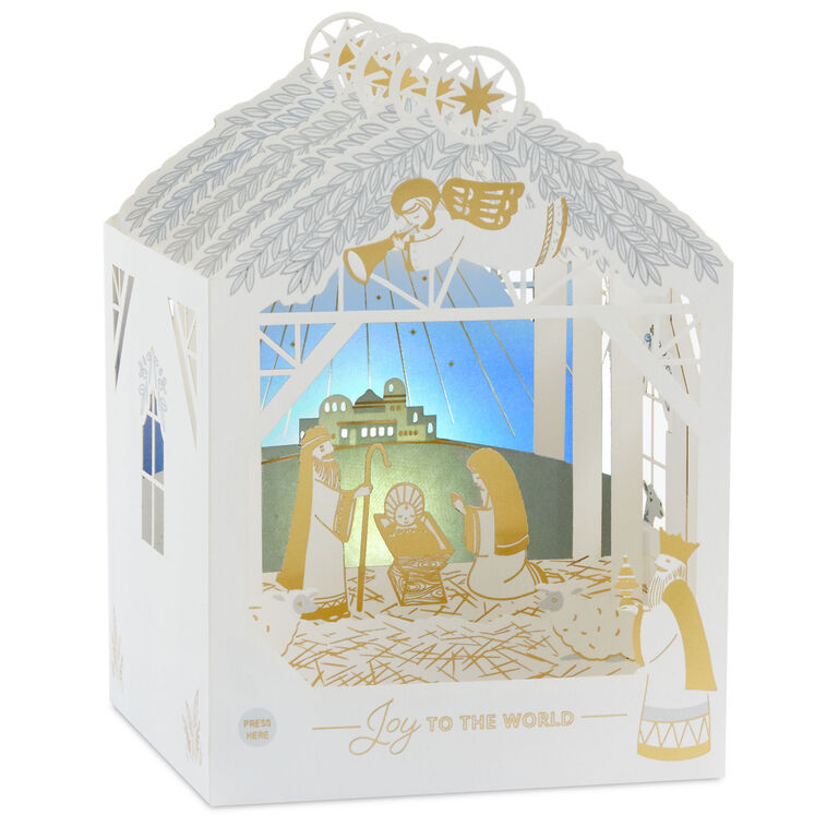 Hallmark Joy To The World Nativity Scene Musical 3D Pop-Up Christmas Card With Light