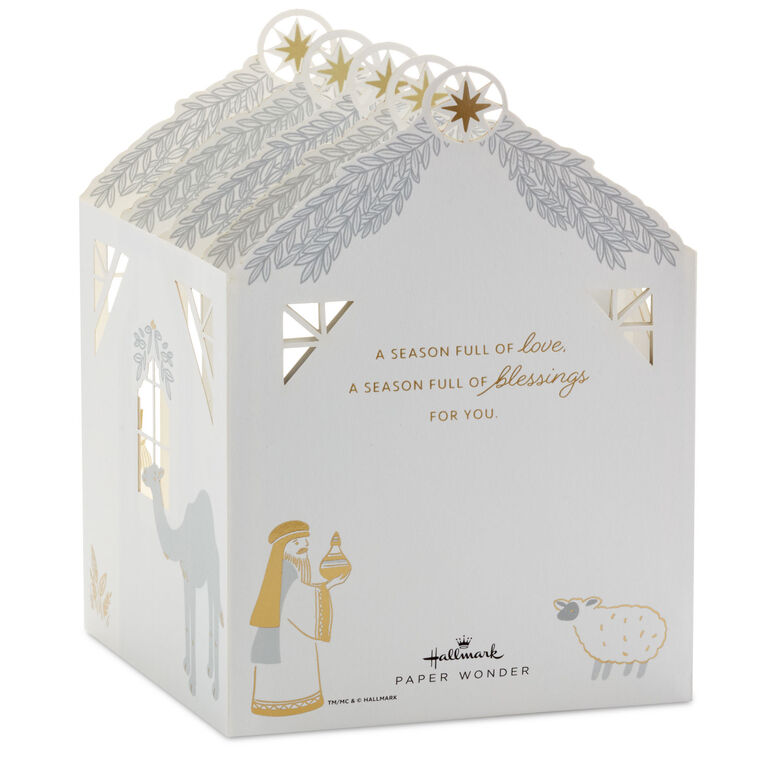 Hallmark Joy To The World Nativity Scene Musical 3D Pop-Up Christmas Card With Light
