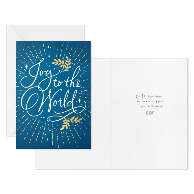 Hallmark Joy To The World On Blue Boxed Christmas Cards Pack Of 40