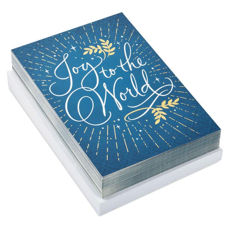 hallmark Joy to the World on Blue Boxed Christmas Cards Pack of 40