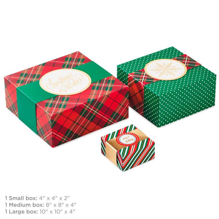 Hallmark Joy To You 3-Pack Christmas Gift Boxes Assorted Sizes And Designs