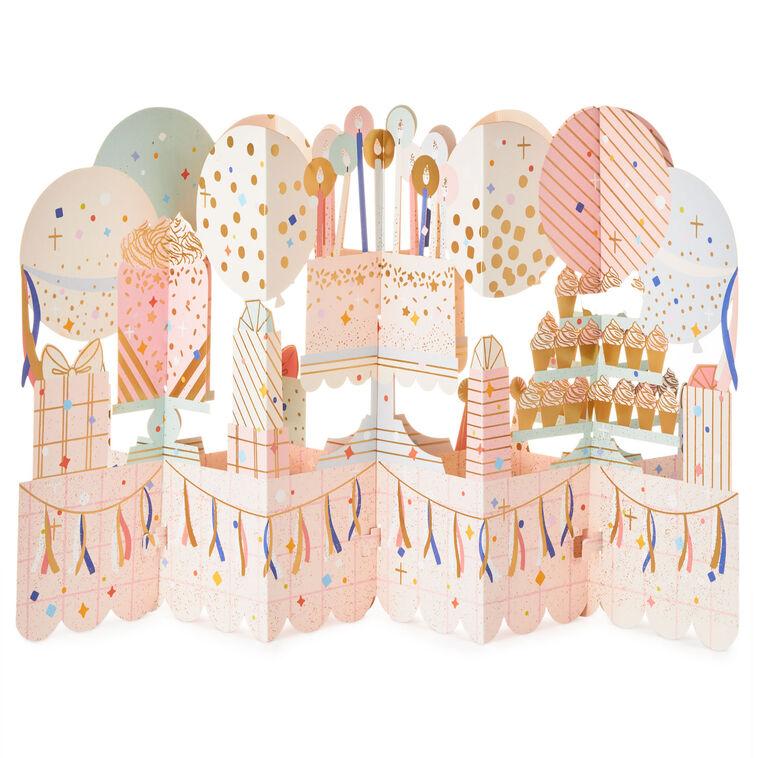 Hallmark Jumbo Pile On The Fun Cake And Balloons 3D Pop-Up Birthday Card