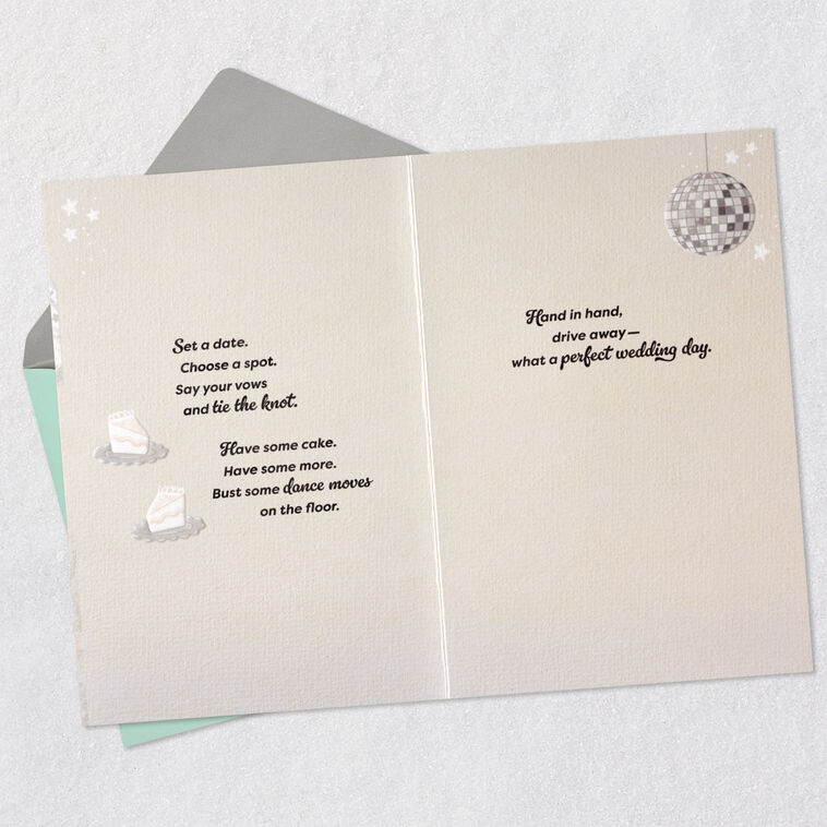 Hallmark Just Married Roller Skating Bride And Groom Wedding Card