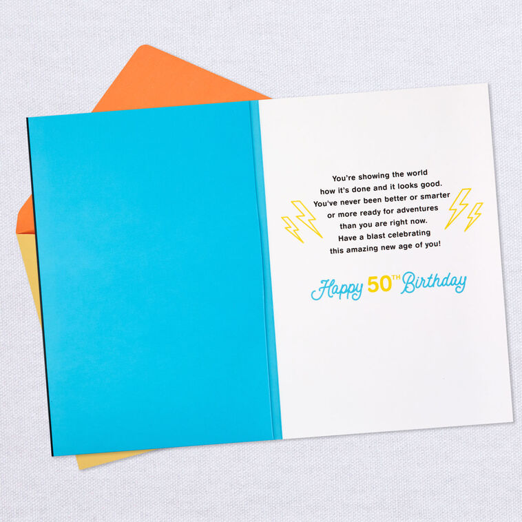 Hallmark Keep On Rockin' It Musical Light-Up 50th Birthday Card