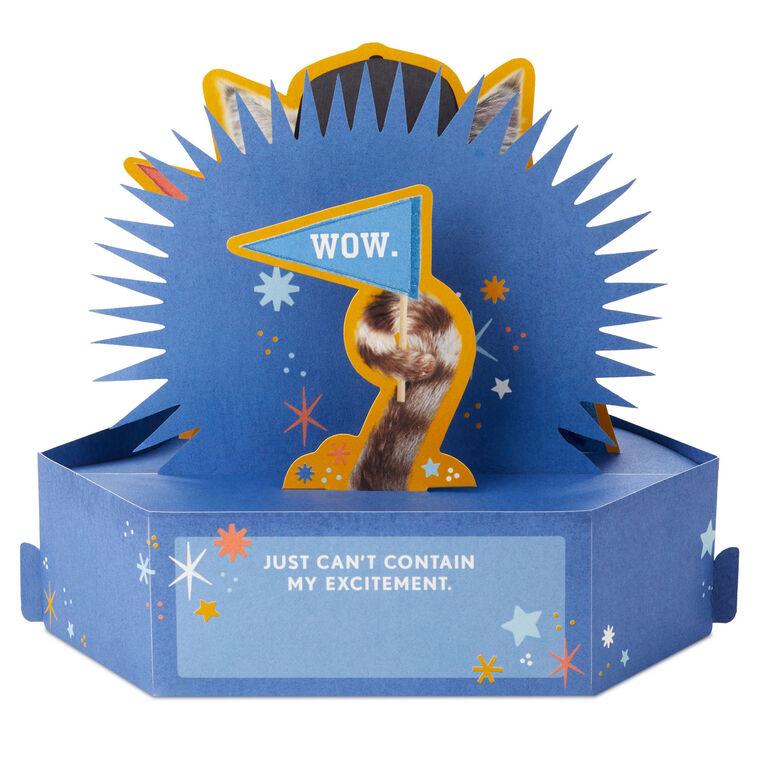 Hallmark Kevin The Cat So Excited Funny 3D Pop-Up Card