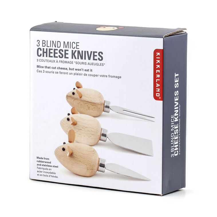 Hallmark Kikkerland Cheese Knives With Mice Handles Set Of 3