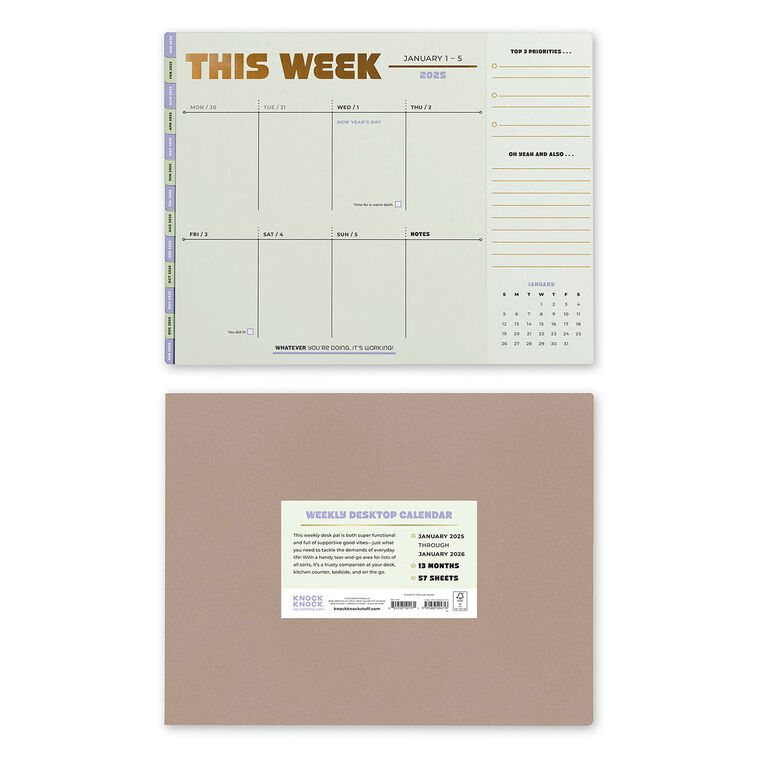 Hallmark Knock Knock 2025 Weekly Desktop Calendar With Tabs