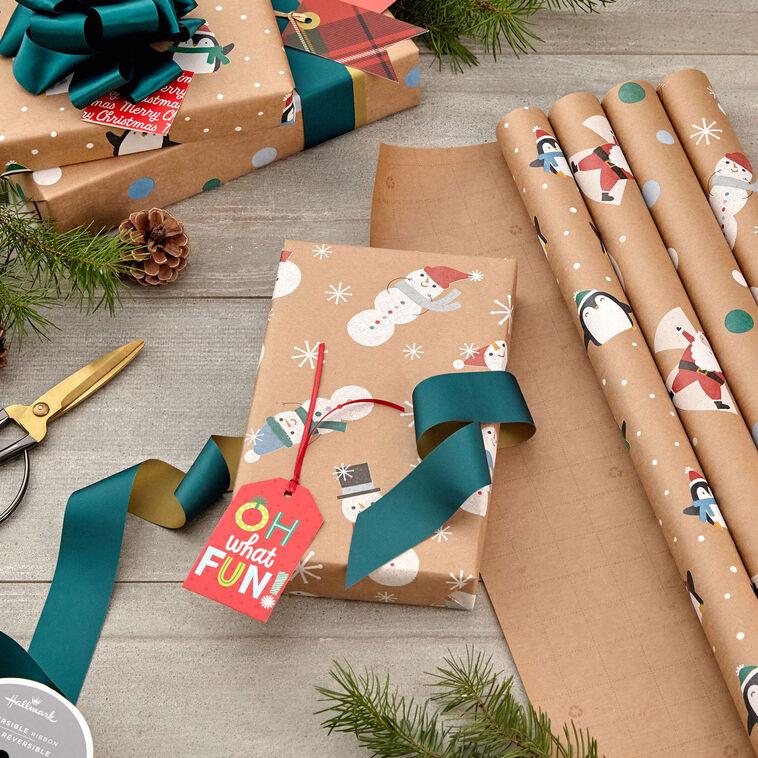 Hallmark Kraft Assorted 4-Pack Christmas Wrapping Paper 88 Sq. Ft