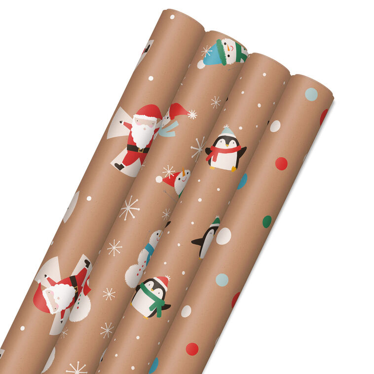 hallmark Kraft Assorted 4-Pack Christmas Wrapping Paper 88 sq. ft