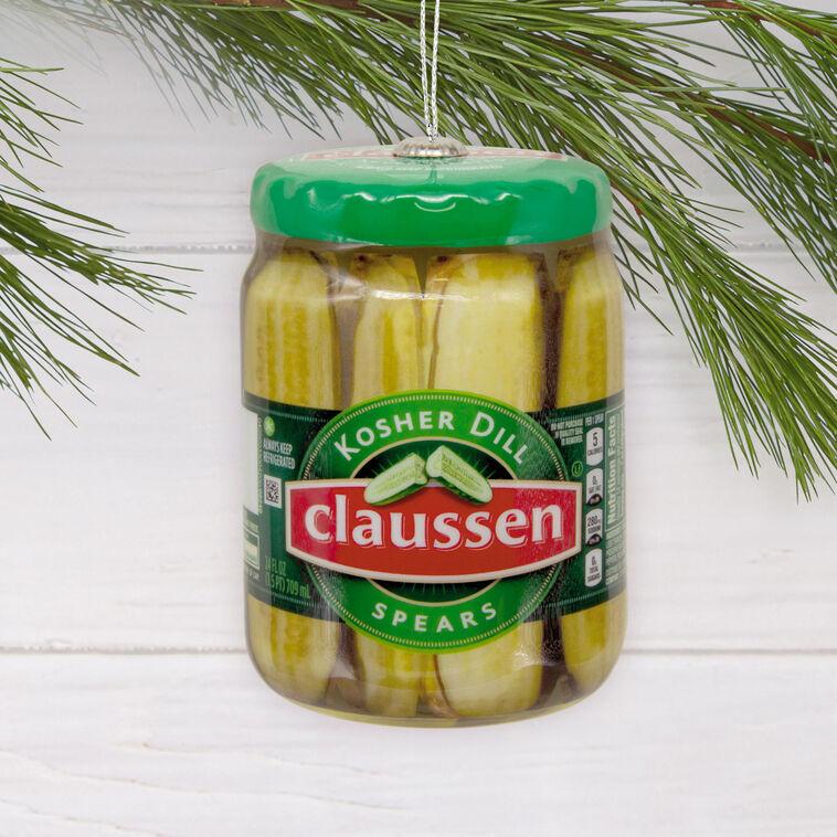 Hallmark Kraft Claussen Pickles Jar Shatterproof Hallmark Ornament