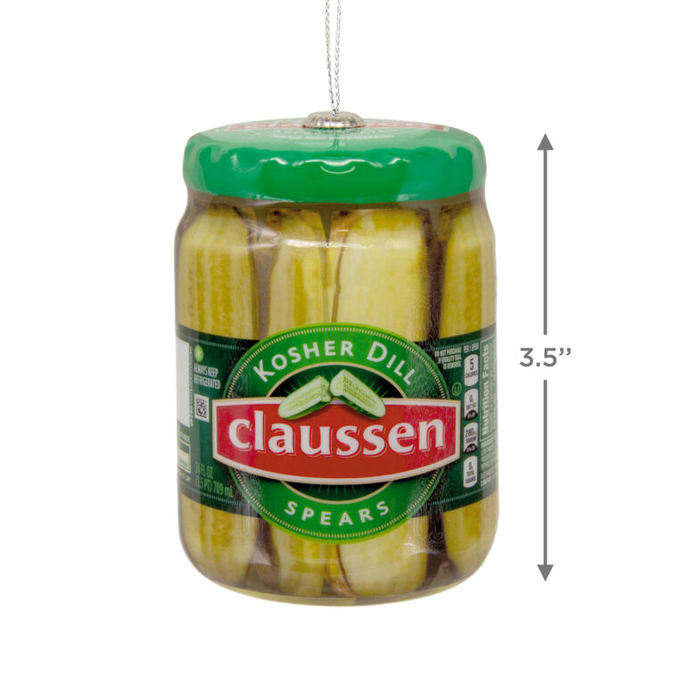 Hallmark Kraft Claussen Pickles Jar Shatterproof Hallmark Ornament