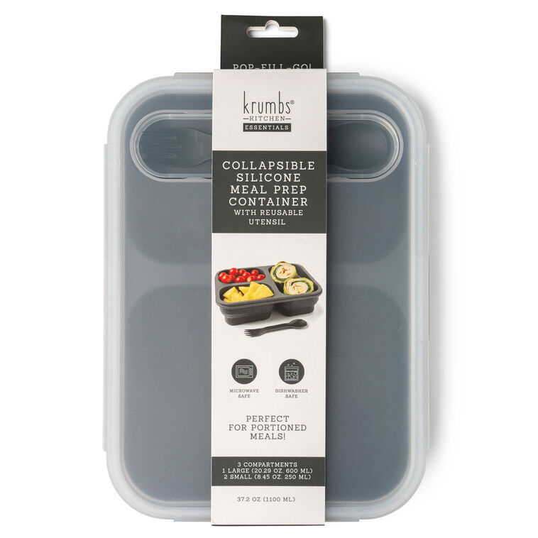 Hallmark Krumbs Kitchen Gray Collapsible Silicone Meal Prep Container