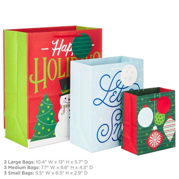 Hallmark Let It Snow 8-Pack Holiday Gift Bags Assorted Sizes And Designs