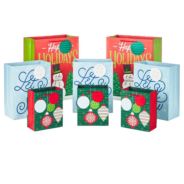 hallmark Let It Snow 8-Pack Holiday Gift Bags Assorted Sizes and Designs