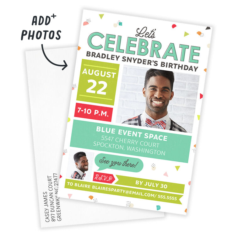 Hallmark Let's Celebrate Confetti Flat Birthday Invitation
