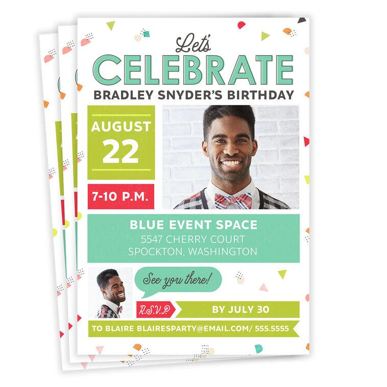 hallmark Let's Celebrate Confetti Flat Birthday Invitation