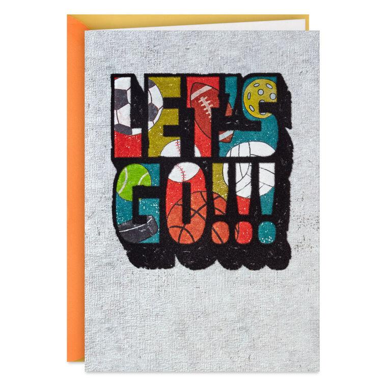 hallmark Let's Go Sports Graphics Lettering Birthday Card for Kids