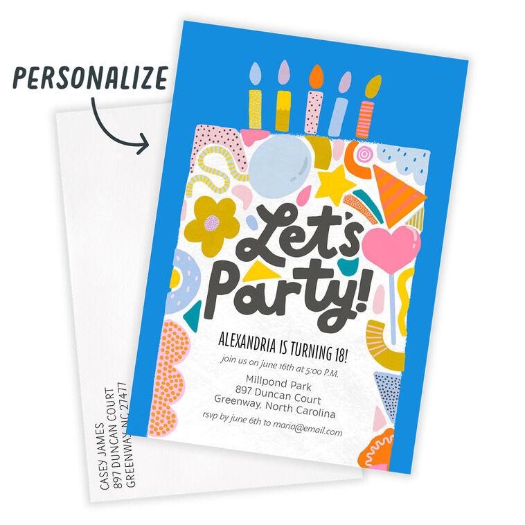 Hallmark Let's Party Cake With Candles Birthday Invitation