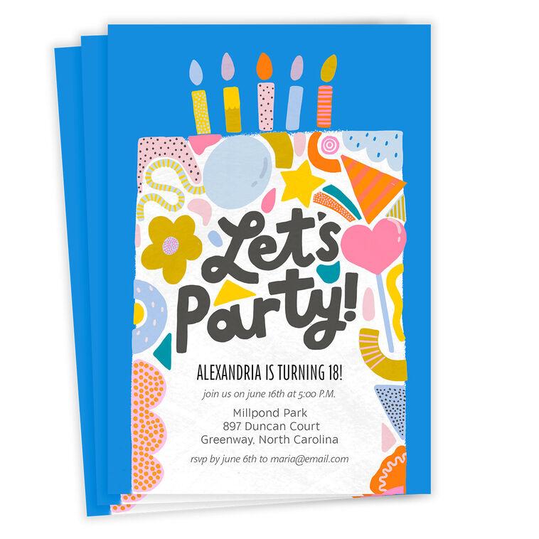 hallmark Let's Party Cake With Candles Birthday Invitation