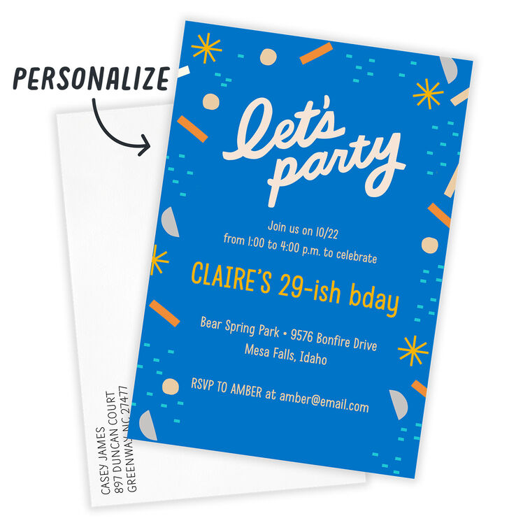 Hallmark Let's Party Confetti Flat Birthday Invitation