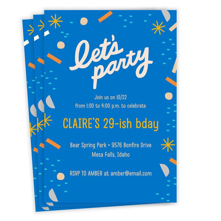 hallmark Let's Party Confetti Flat Birthday Invitation