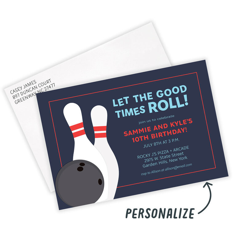 Hallmark Let The Good Times Roll Bowling Party Invitation