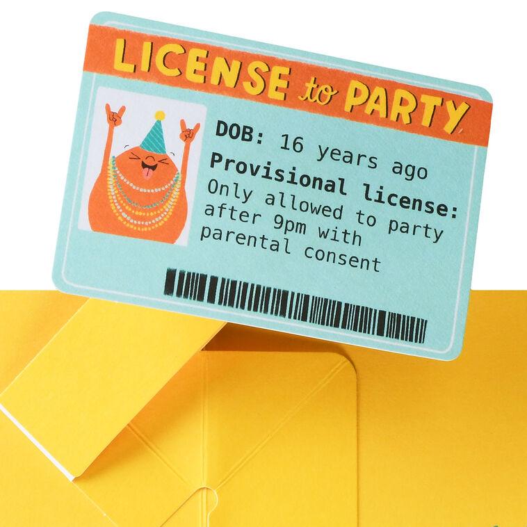 Hallmark License To Party Funny Pop-Up 16th Birthday Card