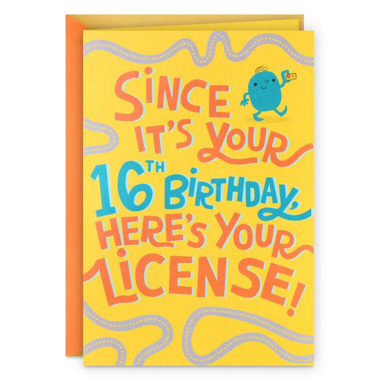 hallmark License to Party Funny Pop-Up 16th Birthday Card