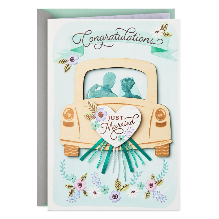 hallmark Life Is a Beautiful Adventure Wedding Card With Magnetic Photo Frame