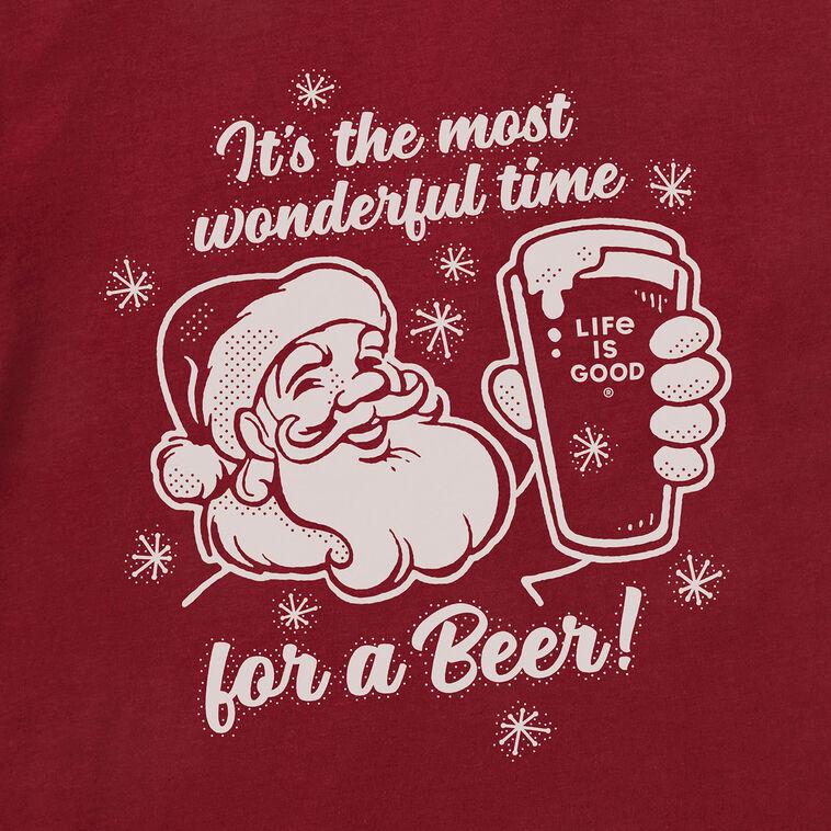 Hallmark Life Is Good Men's Time For A Beer Santa Maroon Long Sleeve T-Shirt