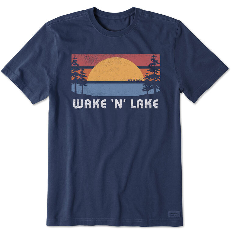 hallmark Life Is Good Men's Wake and Lake Navy Blue T-Shirt