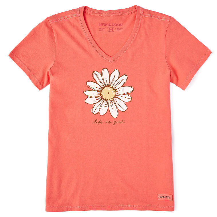 hallmark Life Is Good Women's Daisy Orange V-Neck T-Shirt