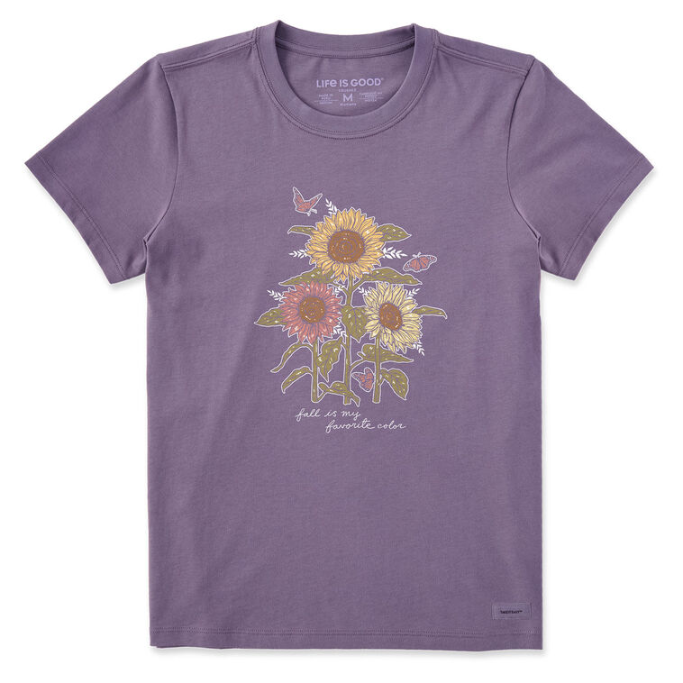 hallmark Life Is Good Women’s Fall Favorite Sunflowers Purple Short Sleeve T-Shirt