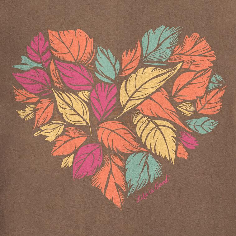 Hallmark Life Is Good Women’s Heart Of Fall Leaves Brown Long Sleeve V-Neck T-Shirt