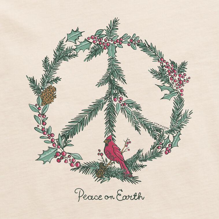 Hallmark Life Is Good Women's Peace On Earth Cream Long Sleeve V-Neck T-Shirt