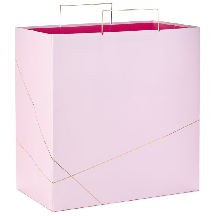 hallmark Light Pink With Gold Extra-Deep Square Gift Bag 15"