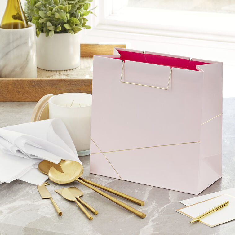 Hallmark Light Pink With Gold Large Square Gift Bag 10.4"