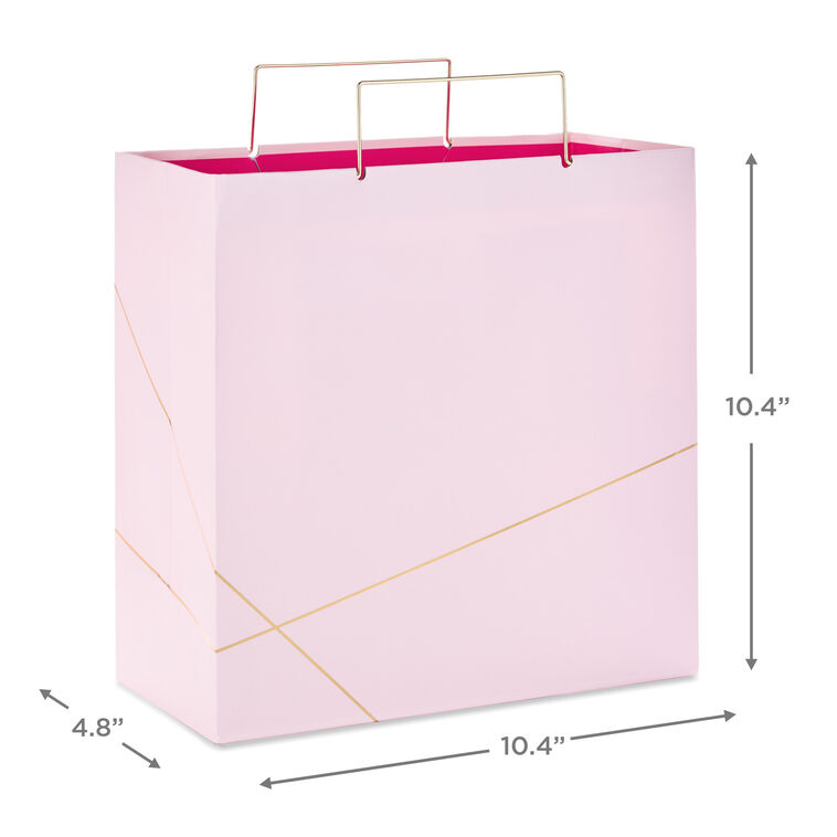 Hallmark Light Pink With Gold Large Square Gift Bag 10.4"