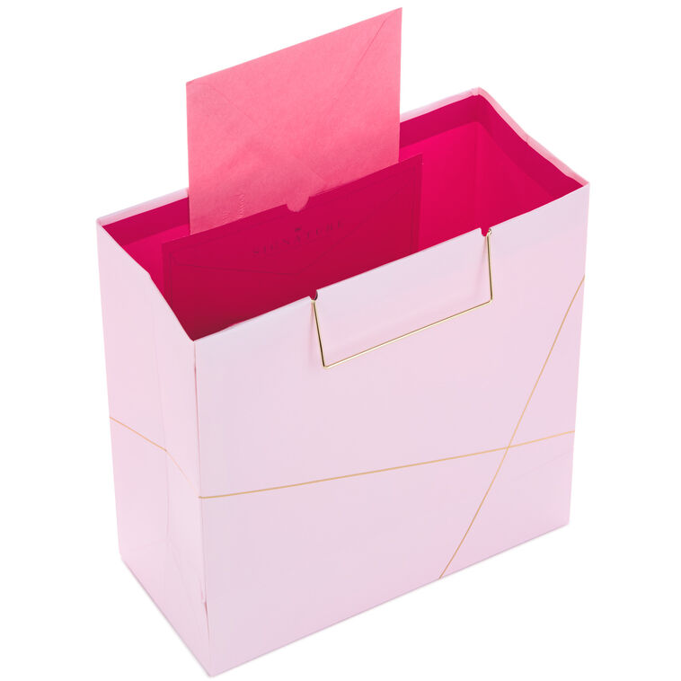 Hallmark Light Pink With Gold Large Square Gift Bag 10.4"