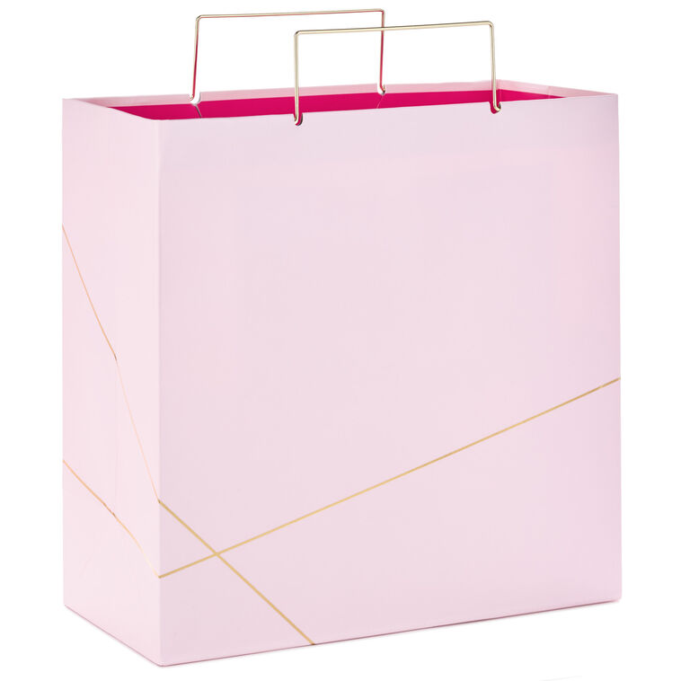 hallmark Light Pink With Gold Large Square Gift Bag 10.4"