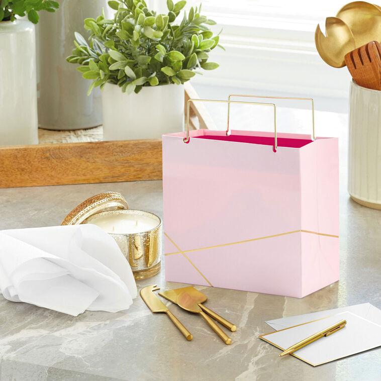 Hallmark Light Pink With Gold Small Square Gift Bag 5.5"