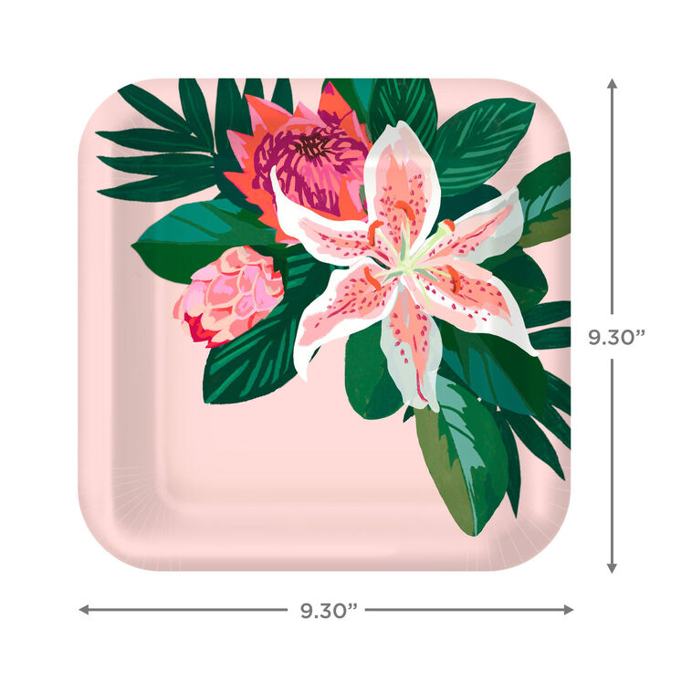 Hallmark Lily Bouquet On Pink Square Dinner Plates Set Of 8