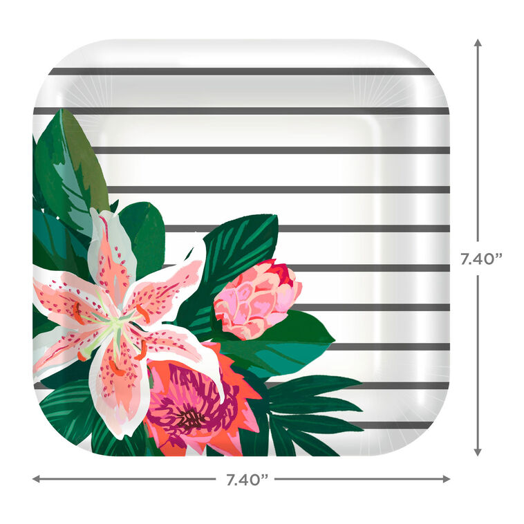 Hallmark Lily Bouquet On Stripes Square Dessert Plates Set Of 8