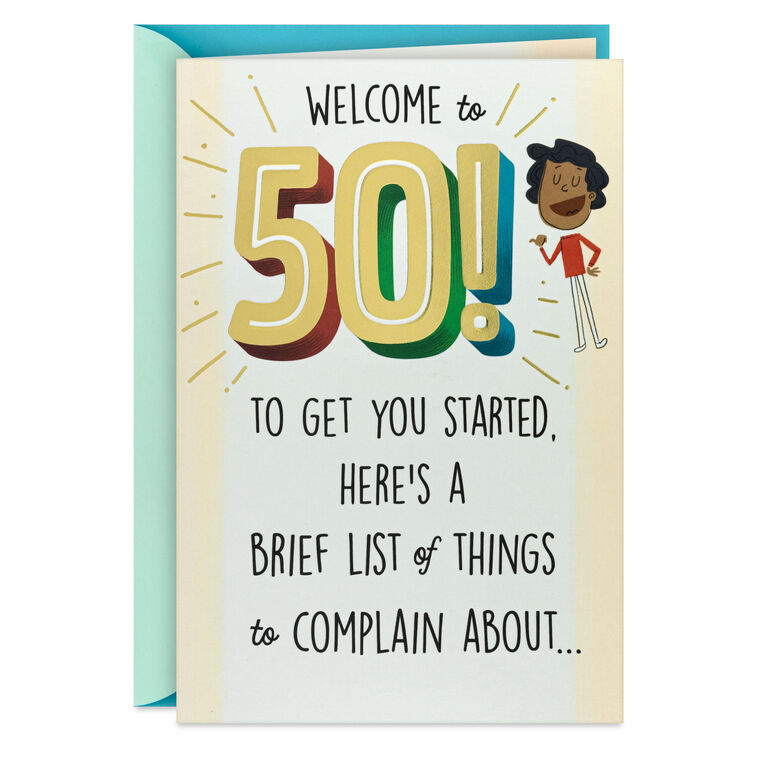 hallmark List of Things to Complain About Funny Pop-Up 50th Birthday Card