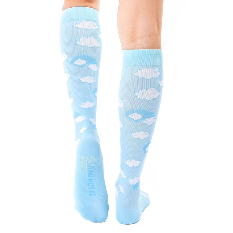 Hallmark Living Royal Clouds On Sky Blue Compression Socks