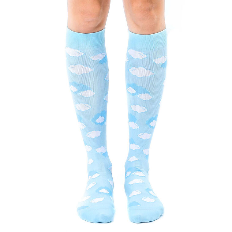 hallmark Living Royal Clouds on Sky Blue Compression Socks